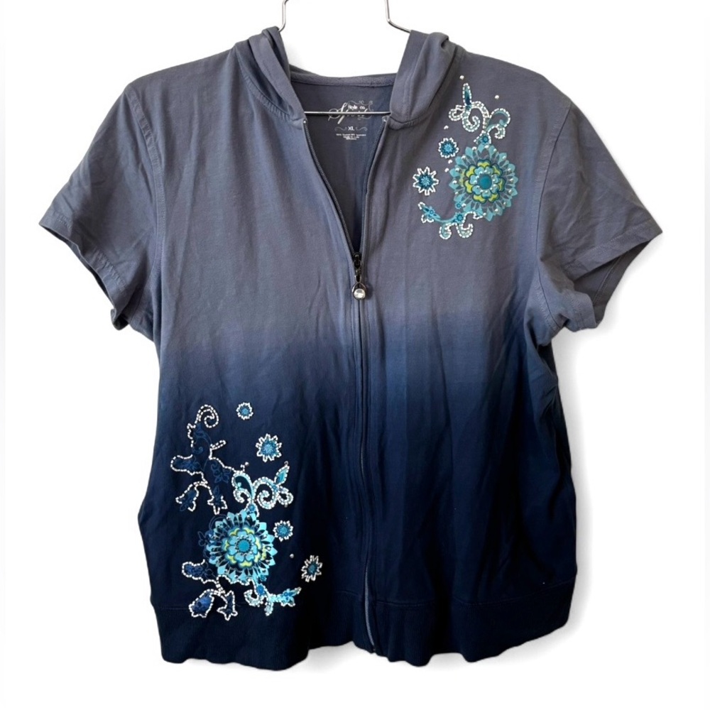 Y2K Style & Co. Embroidered Beaded Hooded Top Size XL - Picture 2 of 6